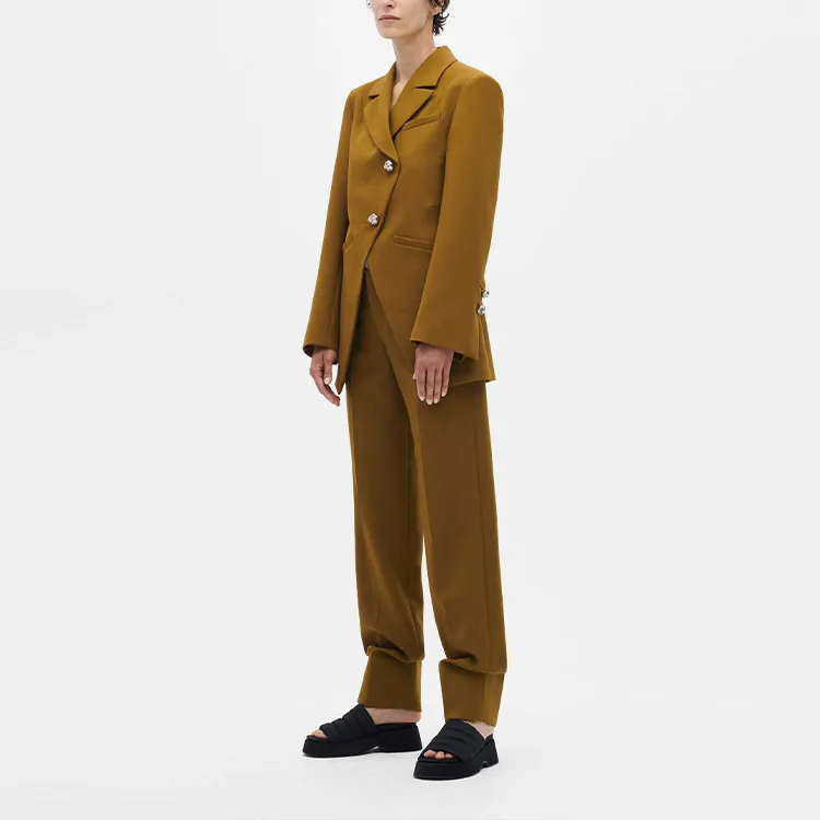 GANNI Business Suits Women's Brown Yellow-2