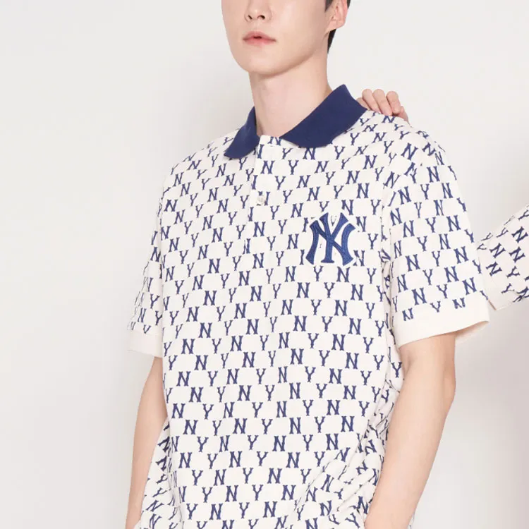 MLB Base Logo Polo Shirts Men White-2