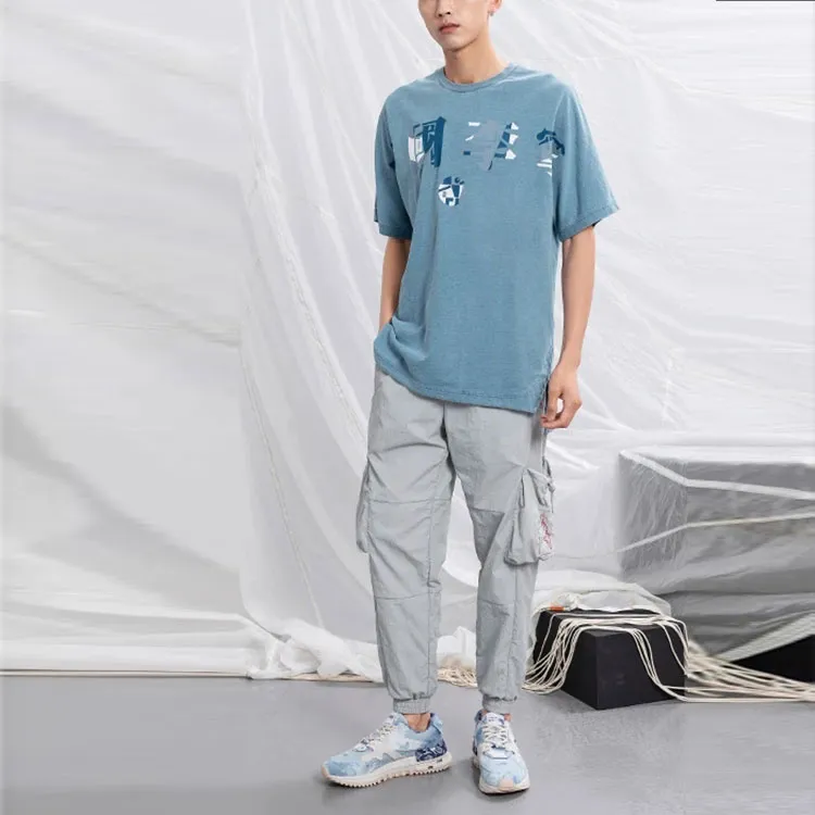 LiNing T Shirts Men Denim Blue-4
