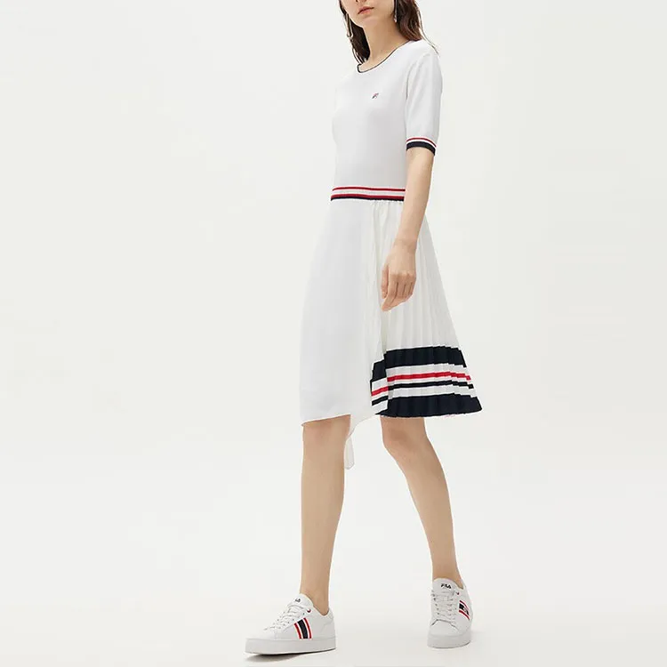 FILA Short Sleeved Dress Women's Standard White-3