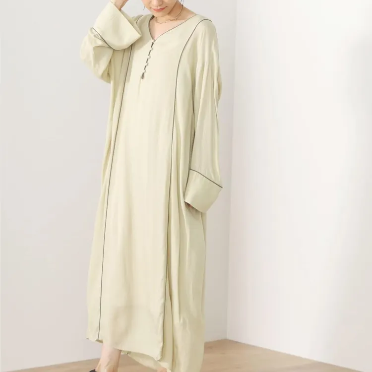 Beams Long Sleeved Dresses Women's Light Green-3