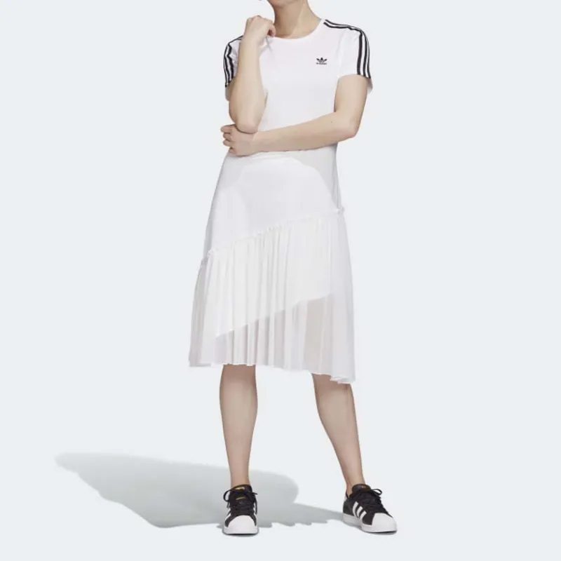 Adidas Originals Short Sleeved Dress Women's White-2
