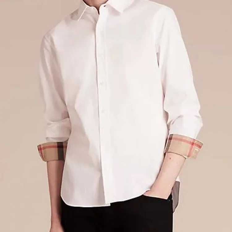 Burberry Men Point Collar Vintage Classic Shirt White-2