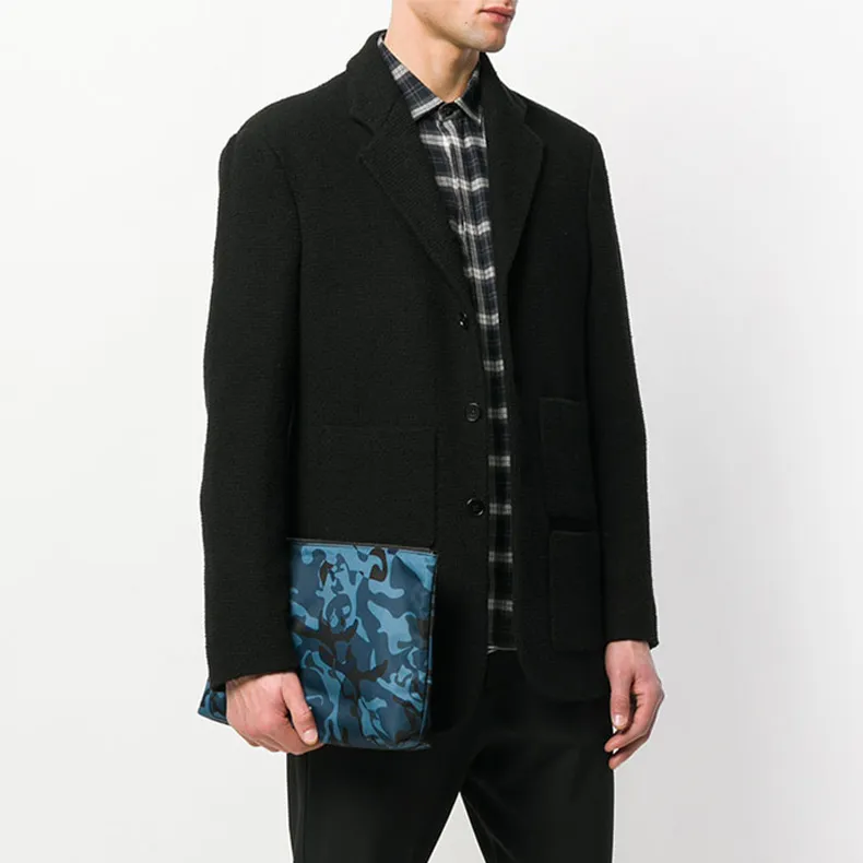Alexander McQueen Fabric Clutch Men's Blue-4