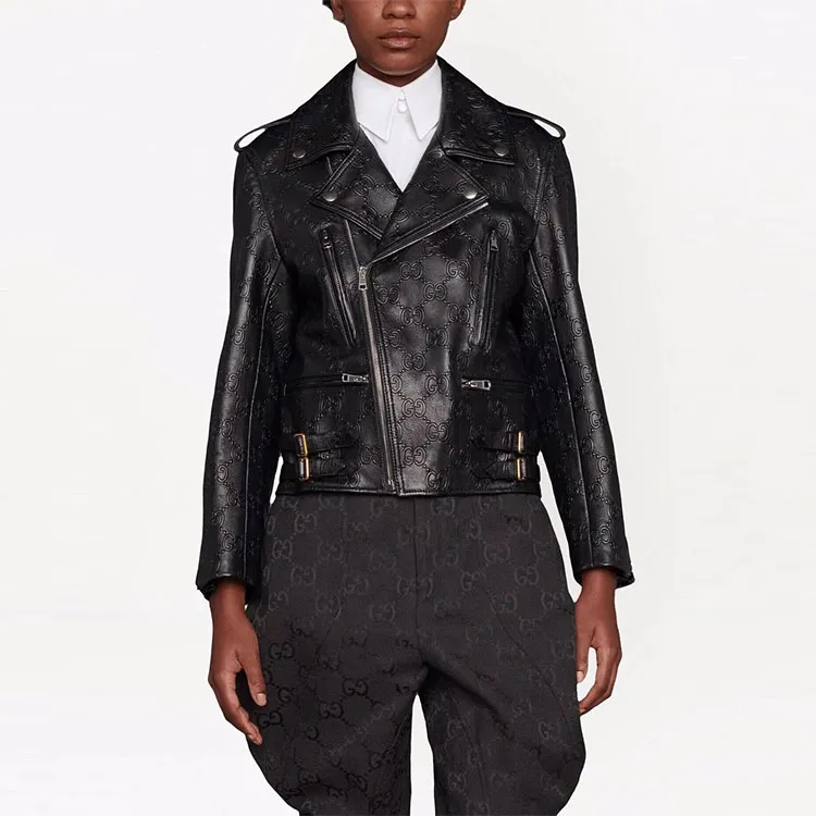 GUCCI Leather Jackets Women's Black-1