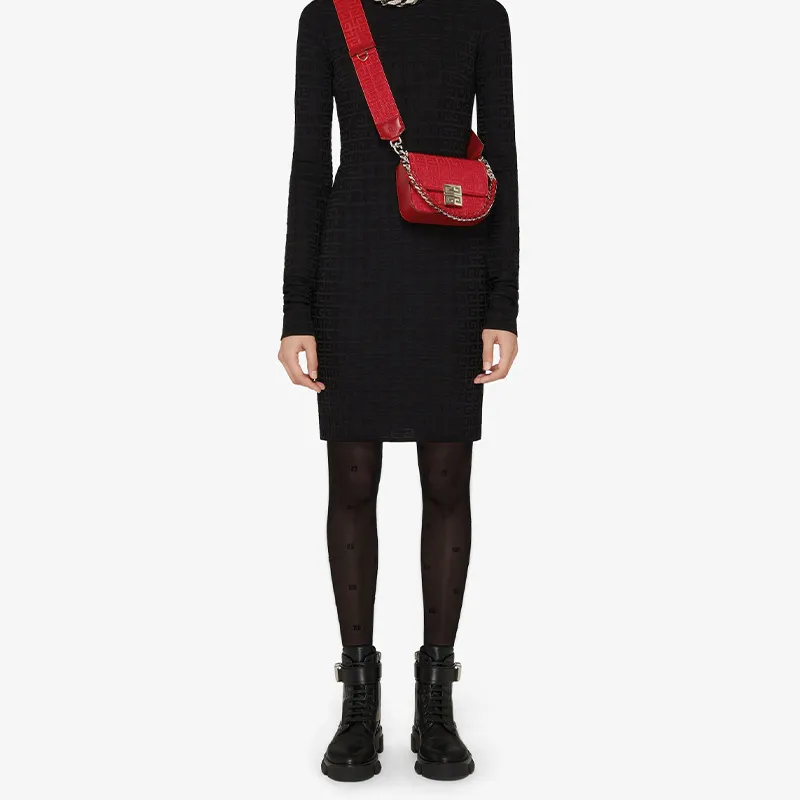GIVENCHY 4G Cow Leather Shoulder Bag Crossbody Bag Small Size Women's Red-3