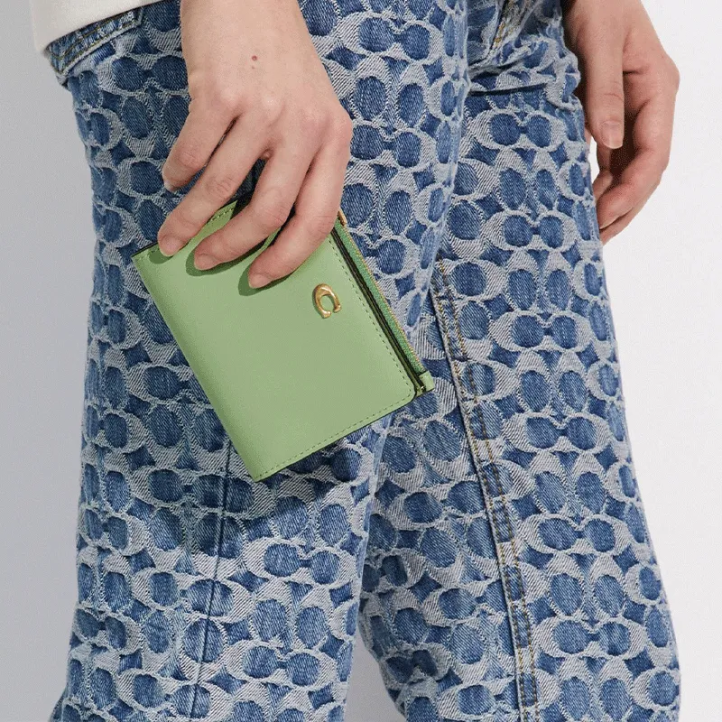 COACH Snap Wallet Cow Leather Wallet Mini Women's Happy Fruit Green-2