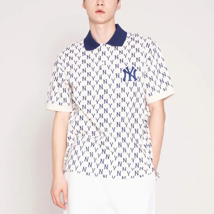 MLB Base Logo Polo Shirts Men White-3
