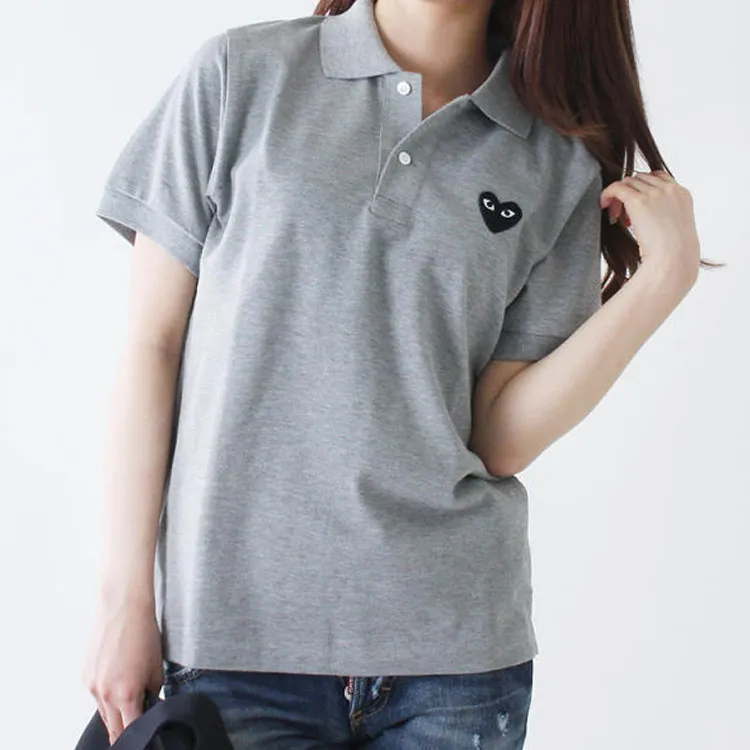 CDG Play Women's Black Emblem Polo Grey-1