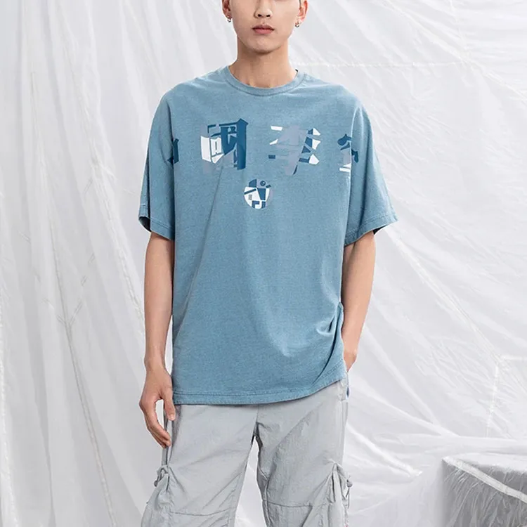 LiNing T Shirts Men Denim Blue-2