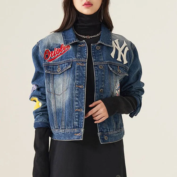 MLB Base Logo Cropped Coats Women's Blue-2