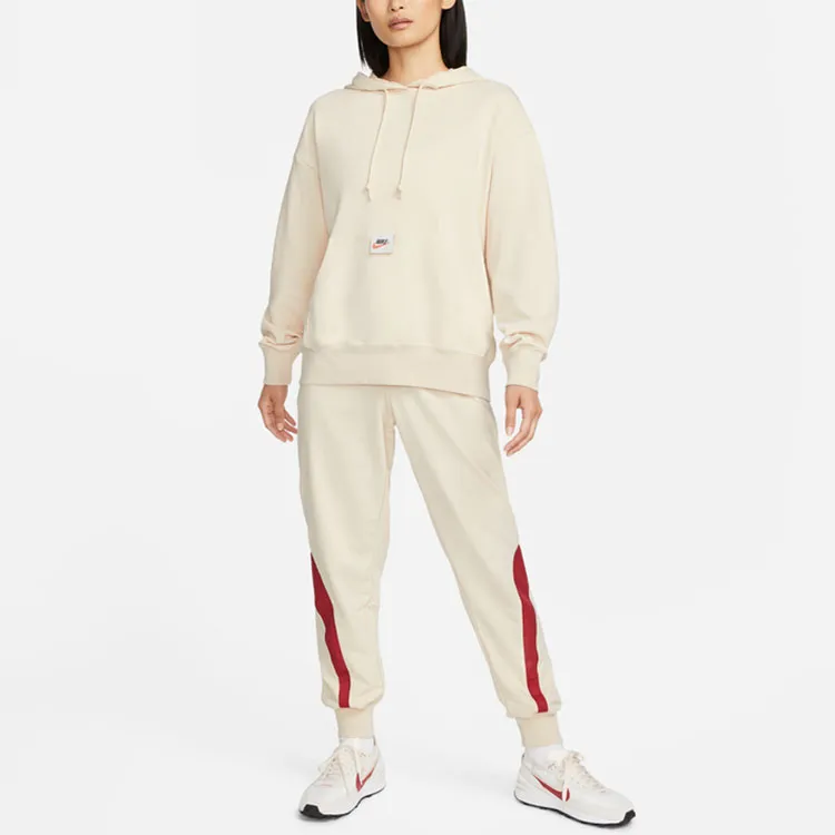 Nike Women'ss Drawstring Hooded Long-Sleeve Sweatshirt Beige-3