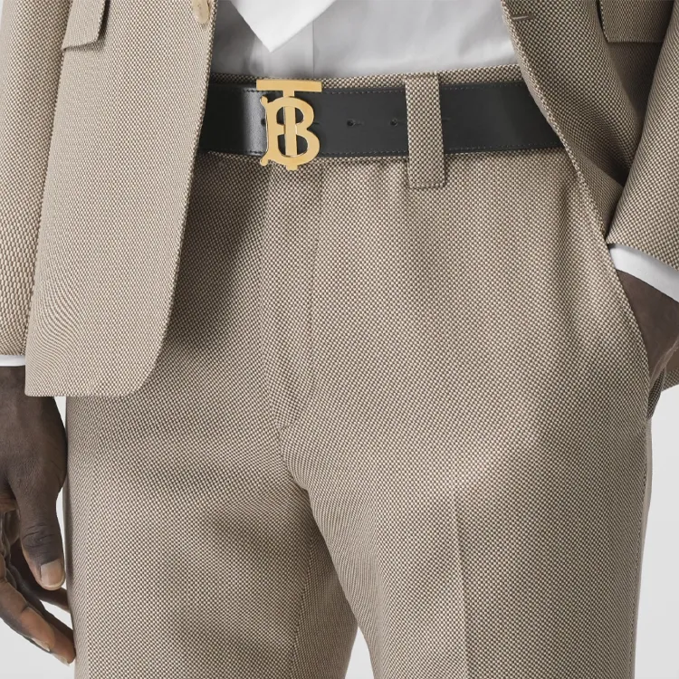 Burberry Classic Logo Smooth Buckle Leather Belts Men's-2