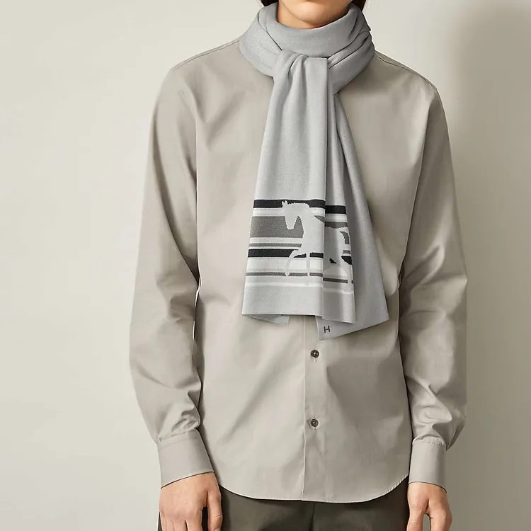 HERMES Cashmere, Silk Knit Scarves Men's-1