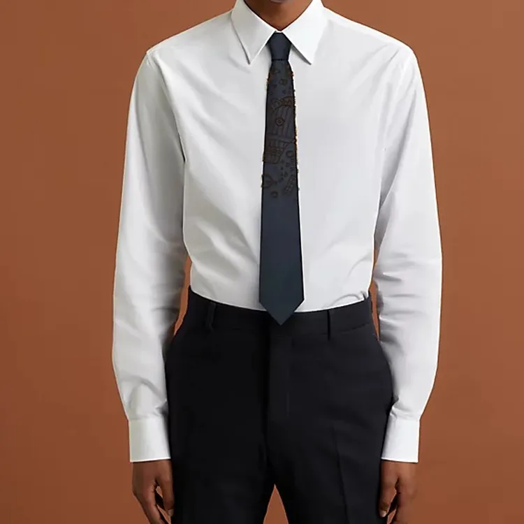 HERMES Tie Men's Marine Blue/Gold-2