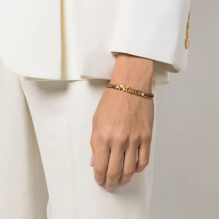 Alexander McQueen Grafitti Logo Chain-link Bracelet-2