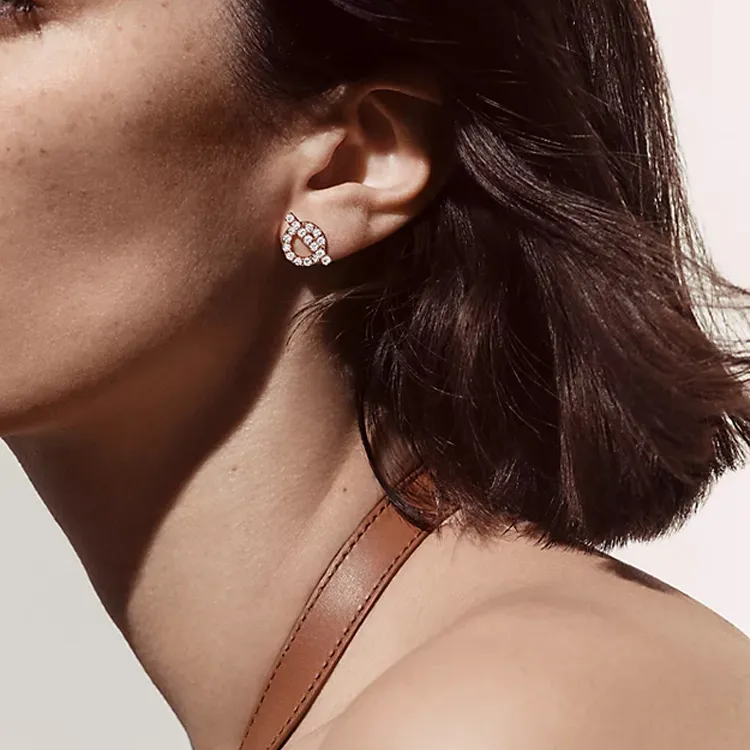 HERMES FINESSE Stud Earrings Women's Rose Gold-1