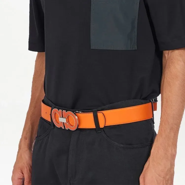 Ferragamo Leather Belts Men Orange-2