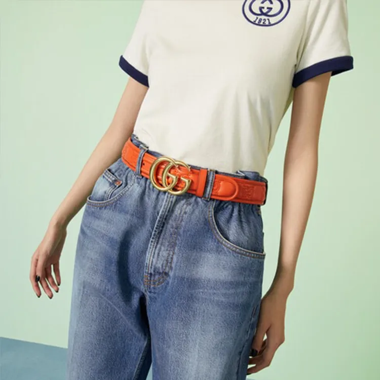 GUCCI Leather Leather Belts Women's Orange --2