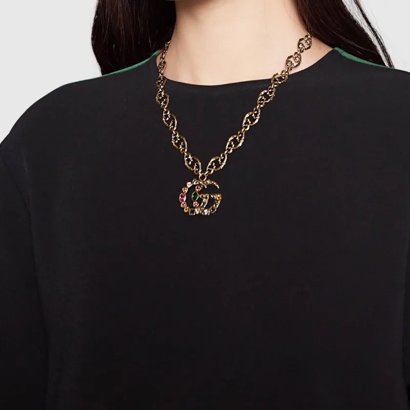 GUCCI Metal Necklaces Unisex Distressed Gold-3