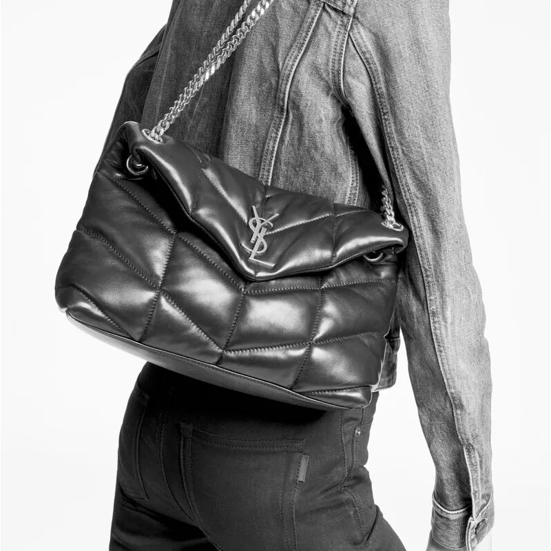 SAINT LAURENT Logo Plaque Strapped Shoulder Bag-6
