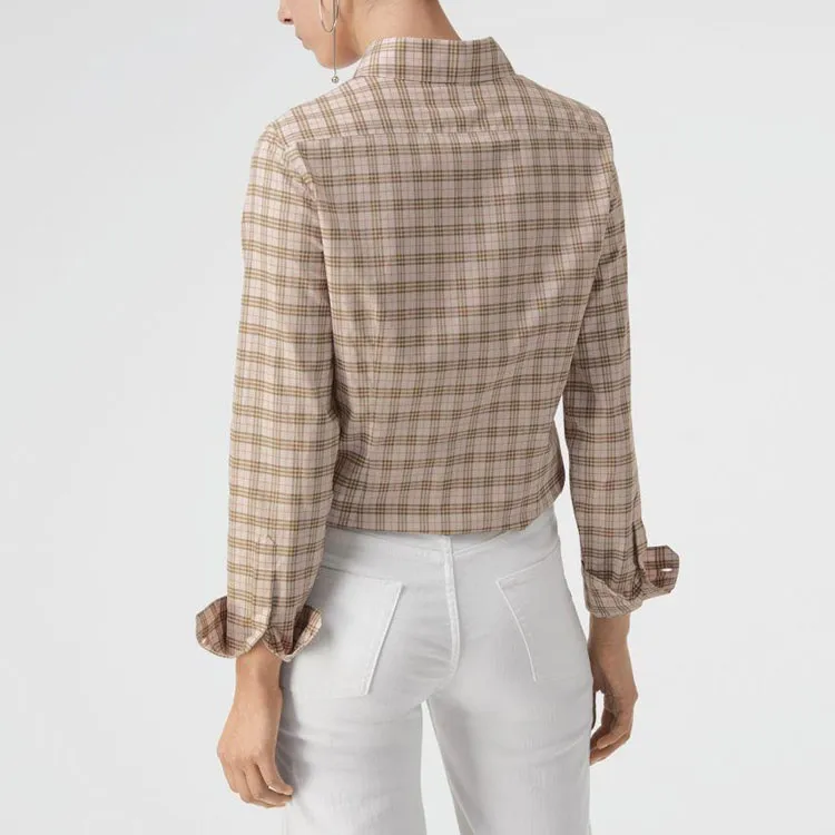 Burberry Women's Checked Cotton Shirt Pink-2