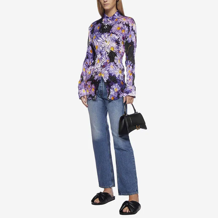 Balenciaga Floral Printed Crinkled Effect Shirt-4