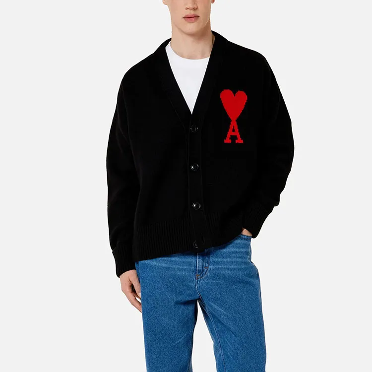 Ami Paris Ami De Coeur Merino Wool Oversize Cardigan-1