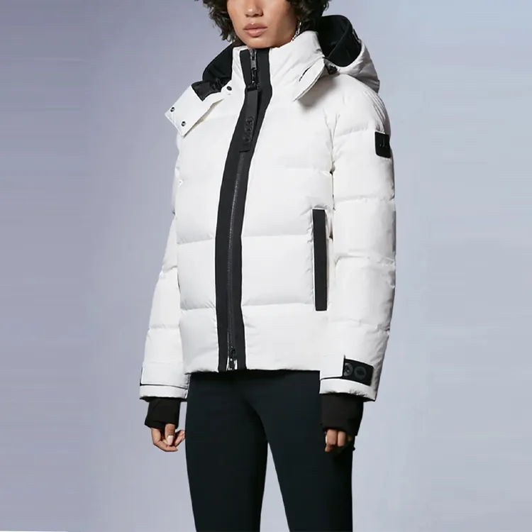 Moose Knuckles Colorblock Hooded Loose Fit Down Jacket Women's Milk White-1