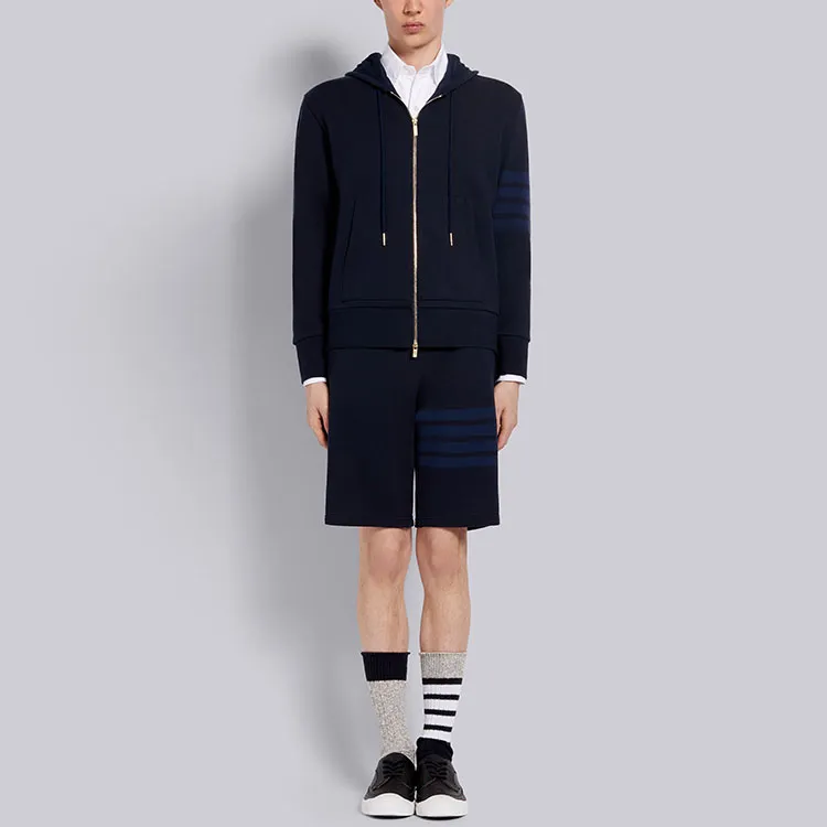 THOM BROWNE Tonal 4-Bar Hooded Jacket-3