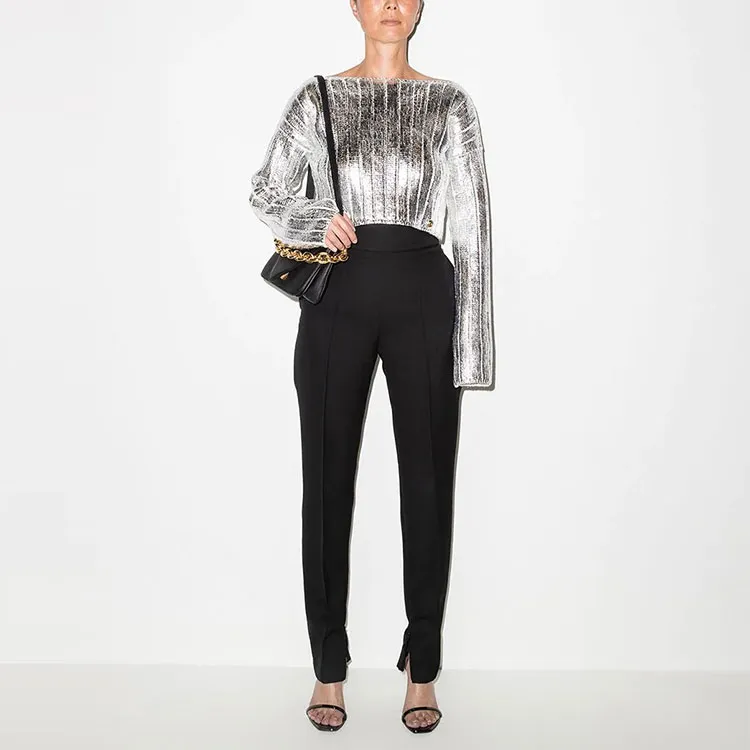 BALMAIN FW21 Loose Fit Sweater Women's Silver-1
