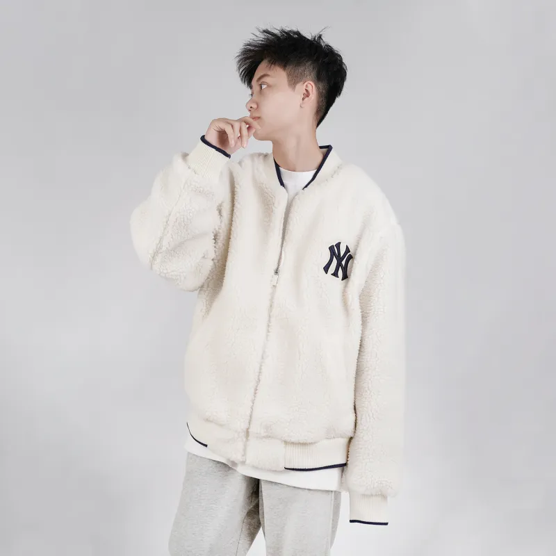 MLB New York Yankees Velvet Jackets Unisex Ivory White-2