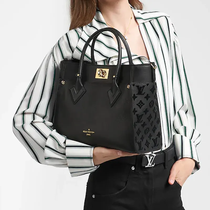 LOUIS VUITTON On My Side Calfskin Tote Bag, Shopping Bag, Shoulder Bag, Crossbody Bag, Handbag Tubas Women's Black-5