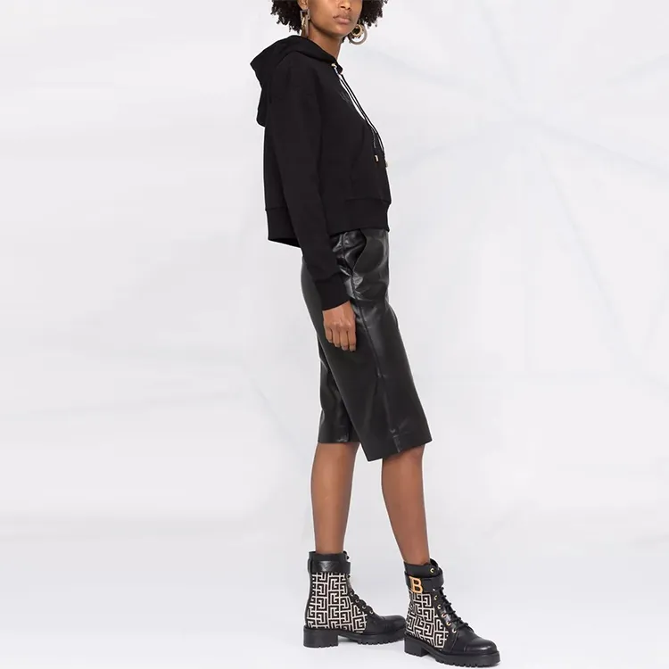 BALMAIN Embellished Drawstring Cropped Hoodie-3