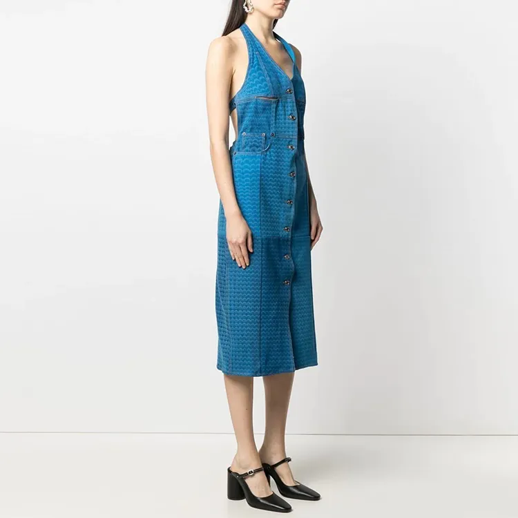 Marine Serre Sleeveless Dresses Women's Blue-3