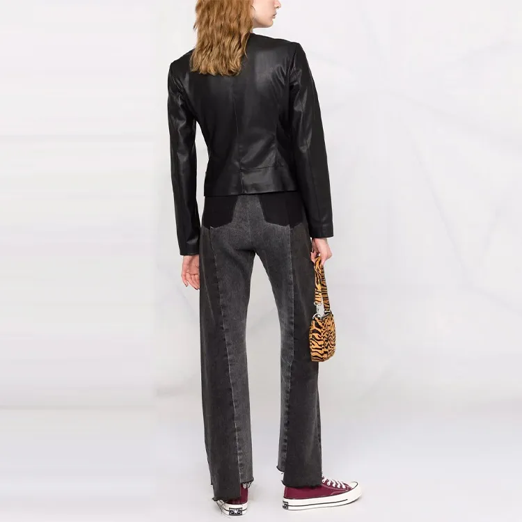 ARMANI EXCHANGE Faux Leather Collarless Jacket-2