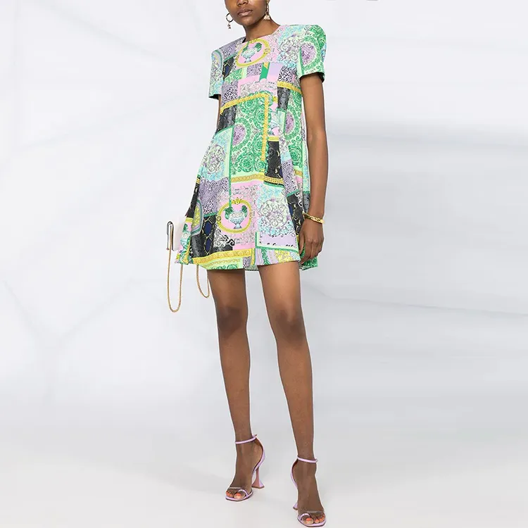 VERSACE Short-Sleeved Dresses Women's Green-1