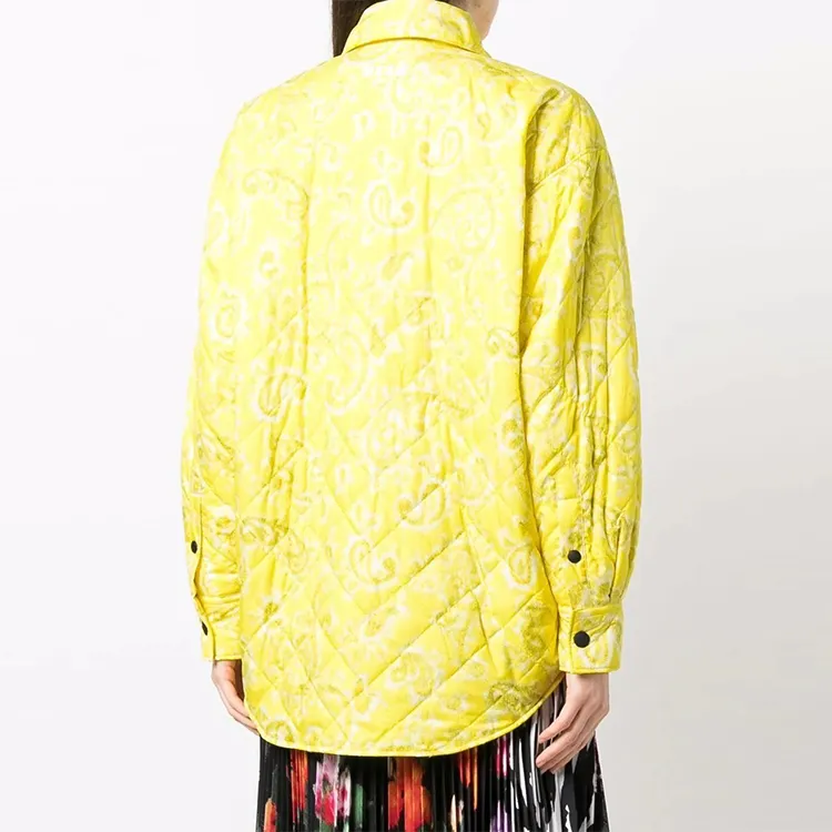 MSGM FW21 Multicolor Lapel Moderate Puffer Jacket Women's Yellow-2
