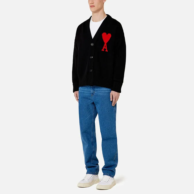 Ami Paris Ami De Coeur Merino Wool Oversize Cardigan-3