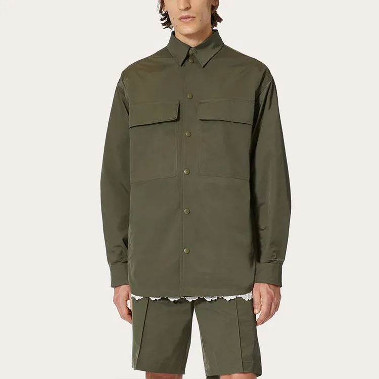Valentino Logo Patch Drop Shoulder Overshirt-1
