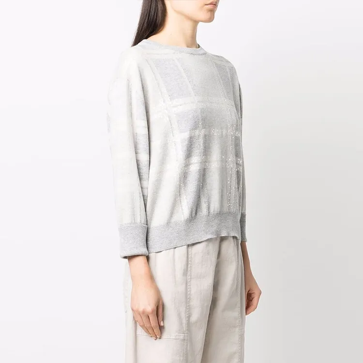Brunello Cucinelli Loose Fit Sweater Women's Gray-3