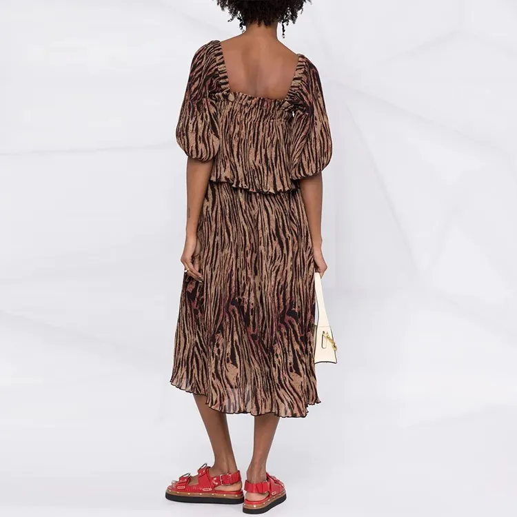 GANNI Short Sleeved Dress Women's Umber-2