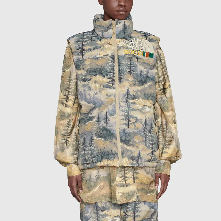 GUCCI X The North Face Padded Vest Forest Print-2
