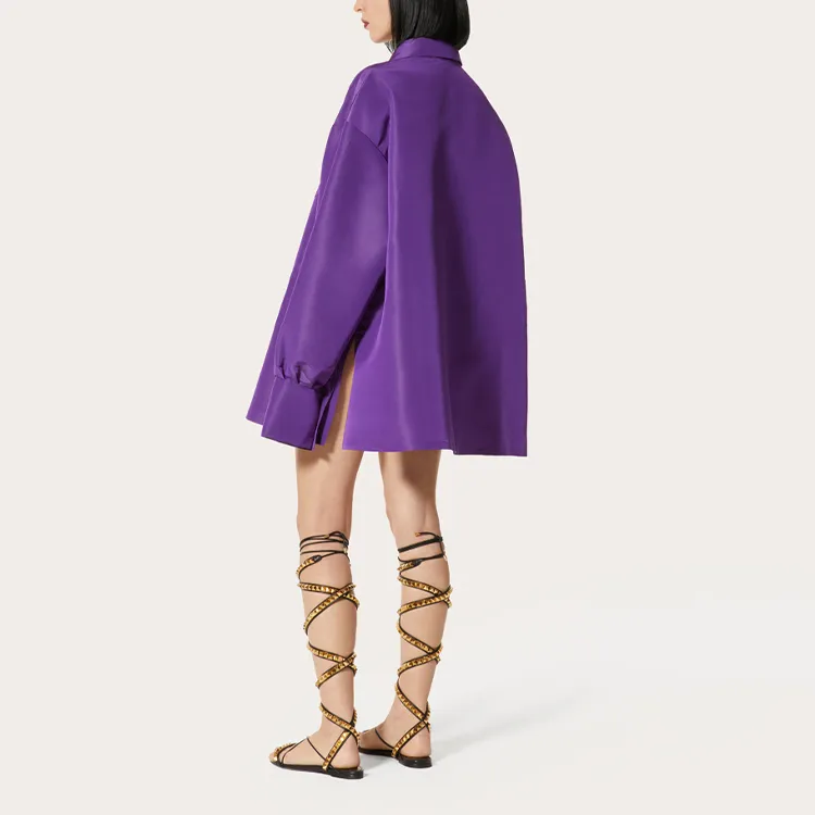 Valentino Faille Buttoned Long-Sleeved Shirt Dress-3