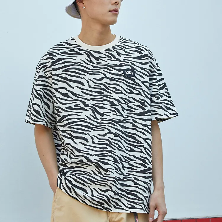 Vans Zebra Stripe Print Crewneck Drop Shoulder T Shirt Multicolor-2