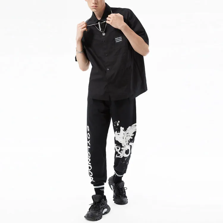 Boy London Knitted Sports Pants Unisex Black Print White-3