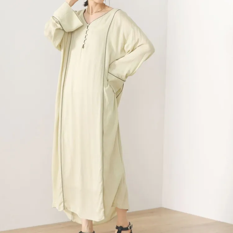 Beams Long Sleeved Dresses Women's Light Green-4