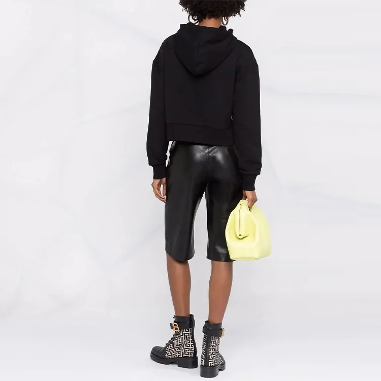 BALMAIN Embellished Drawstring Cropped Hoodie-2
