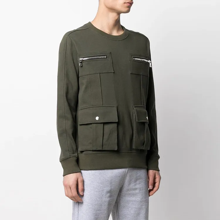 BALMAIN Sweatshirts Men Army Green-3
