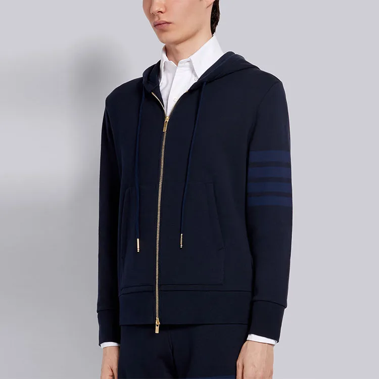 THOM BROWNE Tonal 4-Bar Hooded Jacket-4